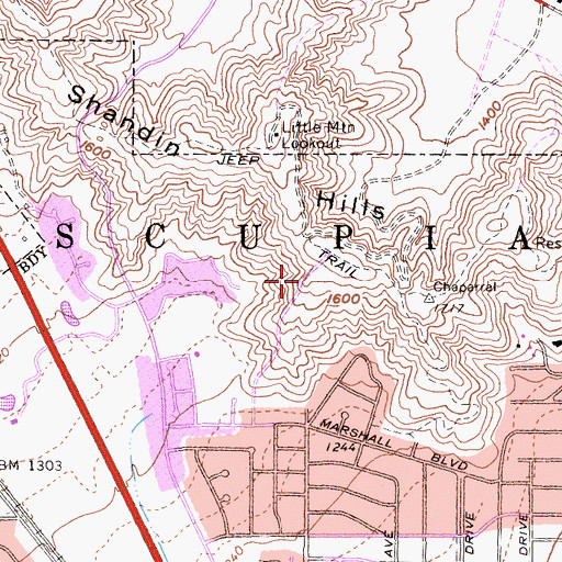 Topographic Map of Muscupiabe, CA