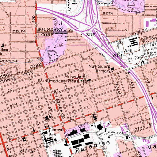 Topographic Map of Museum of American Treasures, CA