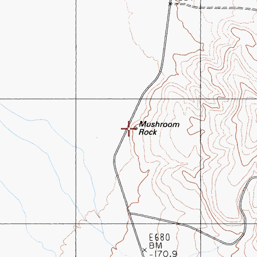 Topographic Map of Mushroom Rock, CA