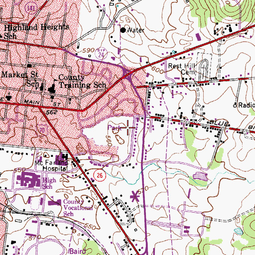 Topographic Map of Commissioner District 20, TN