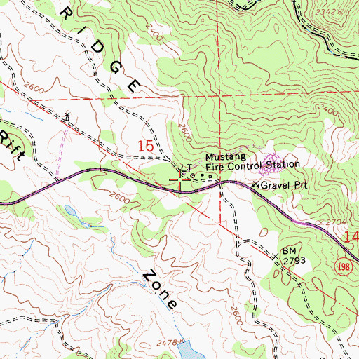Topographic Map of Mustang Fire Control Station, CA