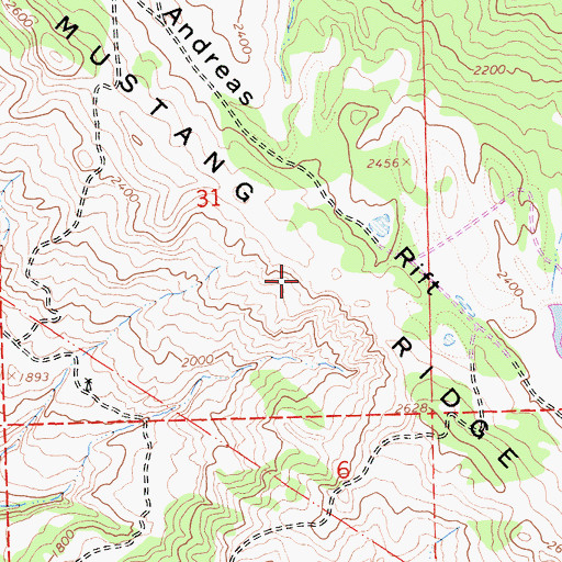 Topographic Map of Mustang Ridge, CA