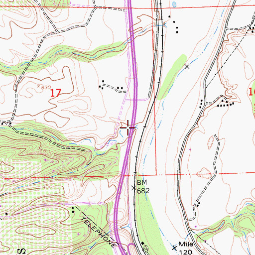 Topographic Map of Mustard Creek, CA
