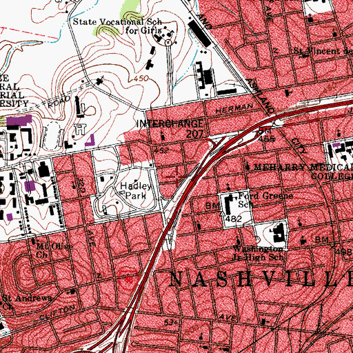 Topographic Map of Commissioner District 21, TN