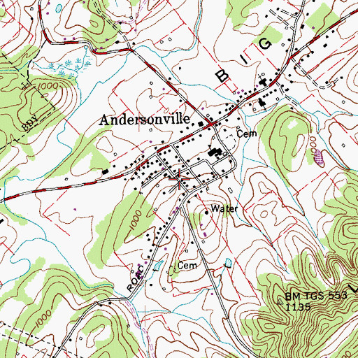 Topographic Map of Commissioner District 3, TN