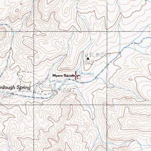 Topographic Map of Myers Ranch, CA
