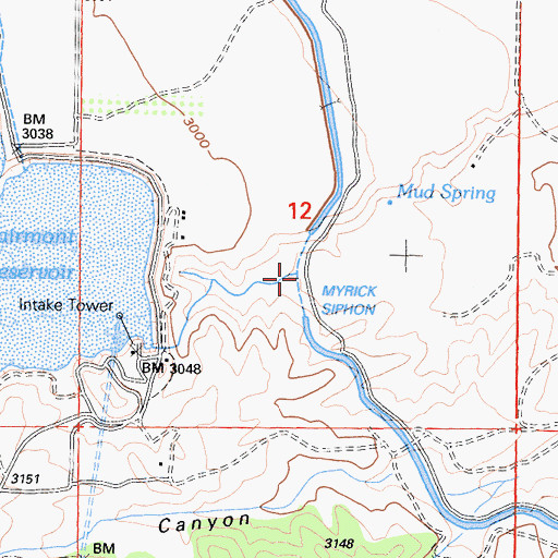 Topographic Map of Myrick Siphon, CA