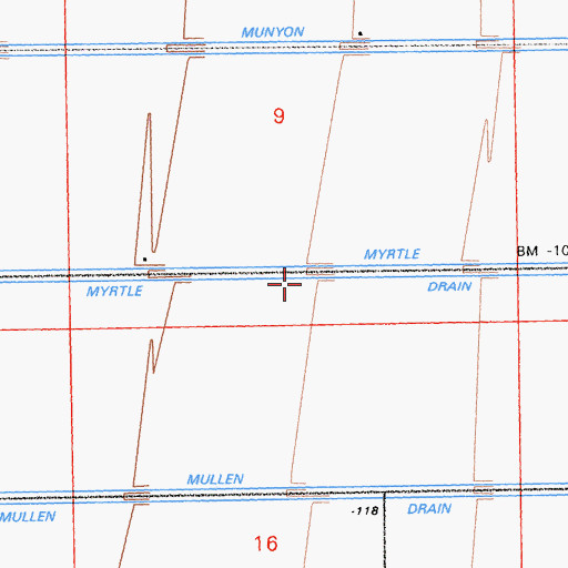 Topographic Map of Myrtle Drain, CA