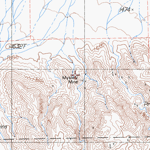 Topographic Map of Mystery Mine, CA