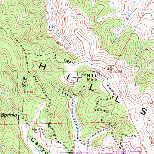Topographic Map of N T U Mine, CA