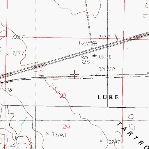 Topographic Map of Tartron, AZ
