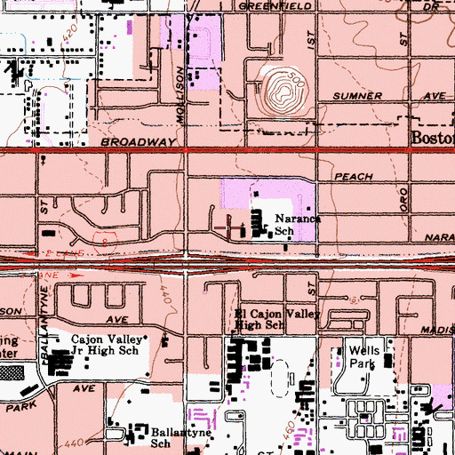 Topographic Map of Naranca Elementary School, CA