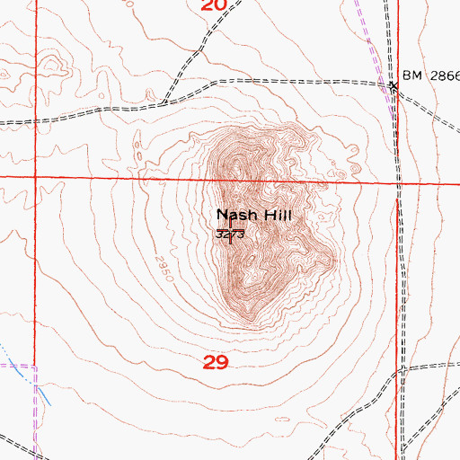 Topographic Map of Nash Hill, CA