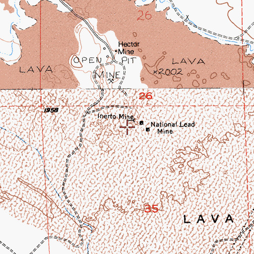 Topographic Map of National Lead Mine, CA