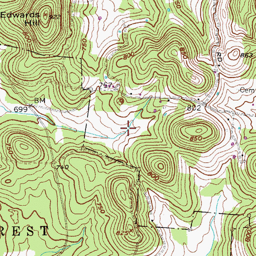 Topographic Map of Commissioner District 12, TN