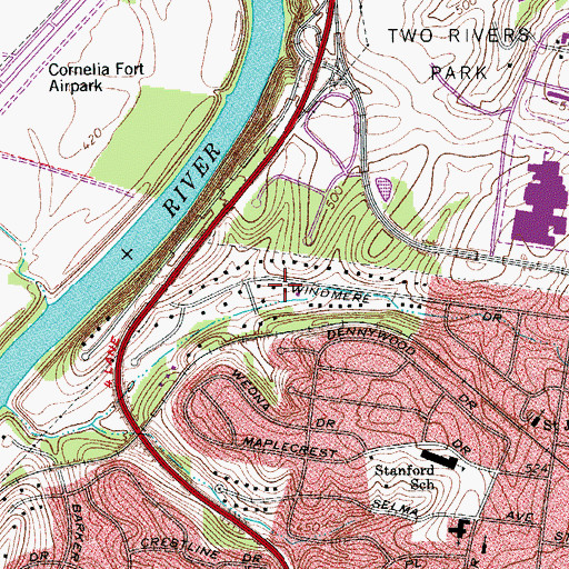 Topographic Map of Commissioner District 15, TN