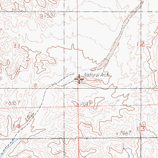 Topographic Map of Natural Arch, CA