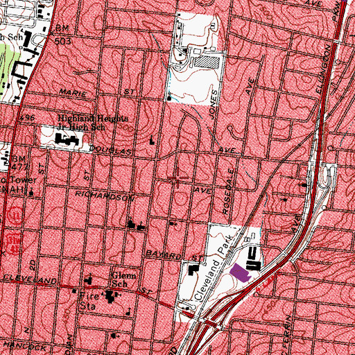 Topographic Map of Commissioner District 5, TN