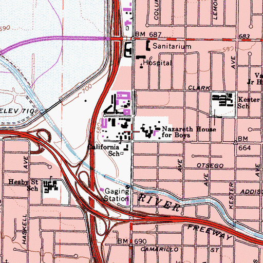 Topographic Map of Nazareth House for Boys, CA