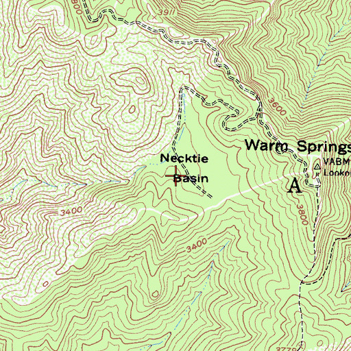 Topographic Map of Necktie Basin, CA