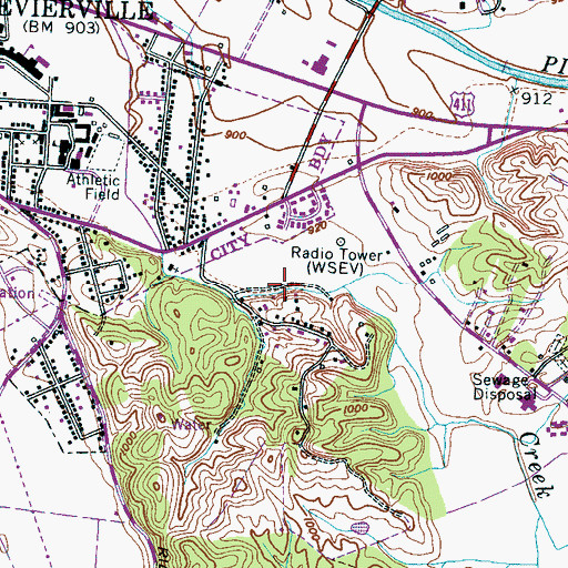 Topographic Map of Commissioner District 5, TN