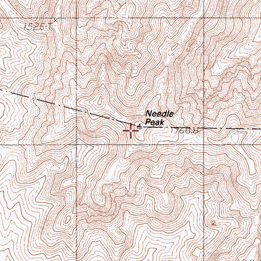 Topographic Map of Needle Peak, CA