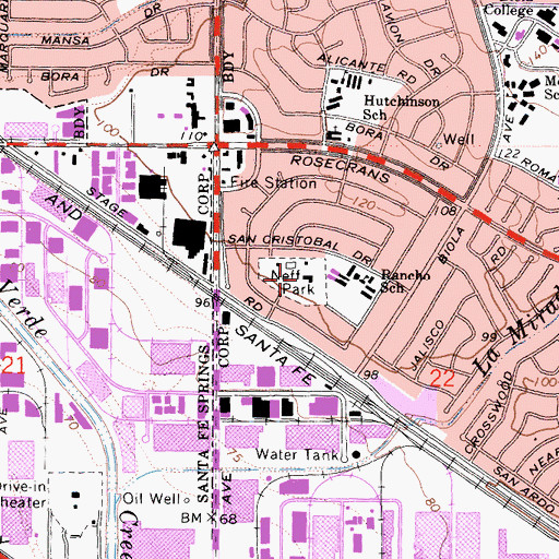 Topographic Map of Neff Park, CA