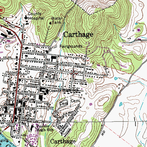 Topographic Map of Commissioner District 6, TN