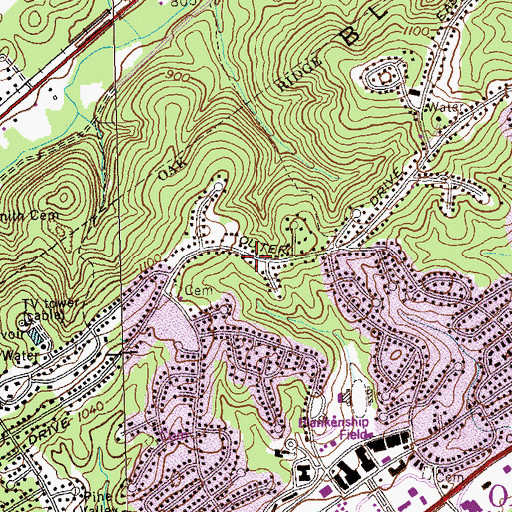 Topographic Map of Commissioner District 7, TN