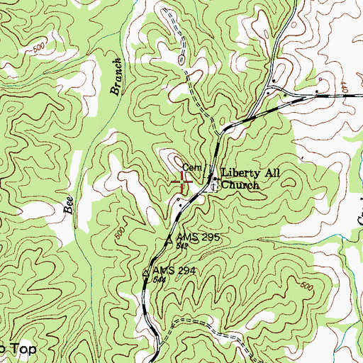 Topographic Map of Commissioner District 7, TN