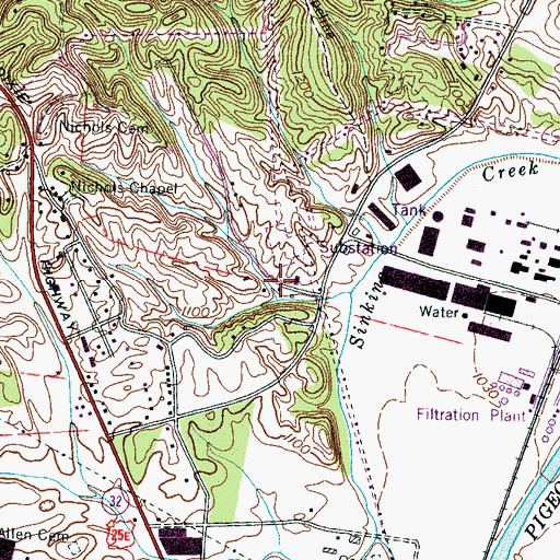 Topographic Map of Commissioner District 7, TN