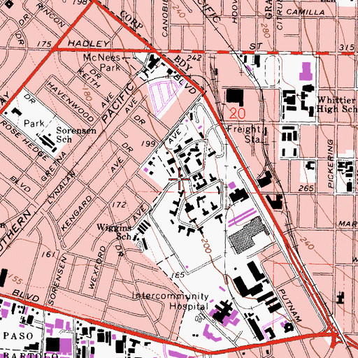 Topographic Map of Nelles School for Boys, CA