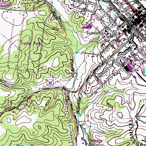 Topographic Map of Commissioner District 8, TN