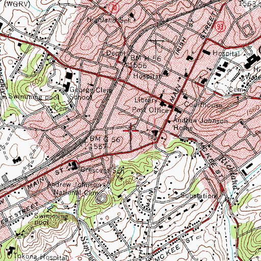 Topographic Map of Commissioner District 8, TN