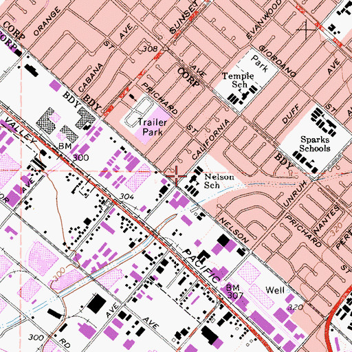 Topographic Map of Nelson School, CA