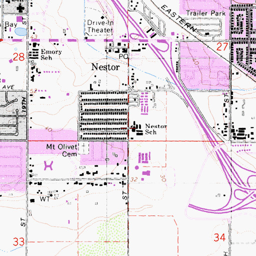 Topographic Map of Nestor Elementary School, CA