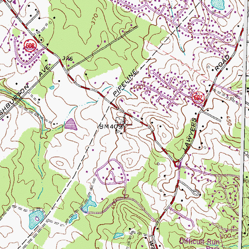 Topographic Map of Franklin Barn Childrens Center, VA