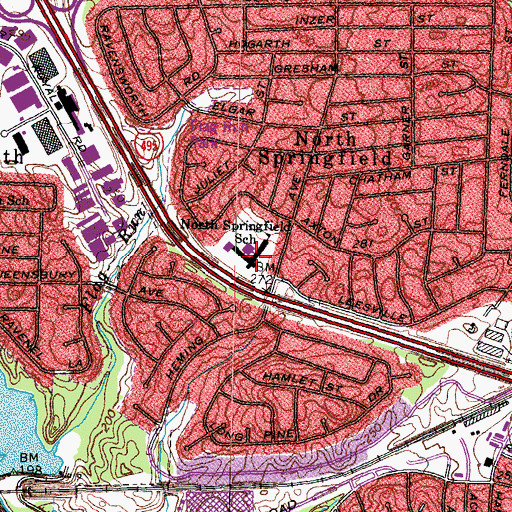 Topographic Map of North Springfield Center School, VA