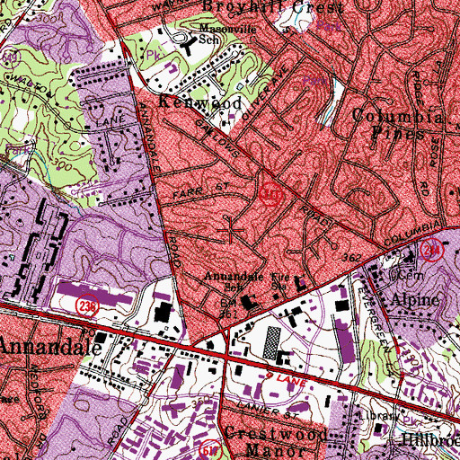 Topographic Map of Pinecrest School, VA