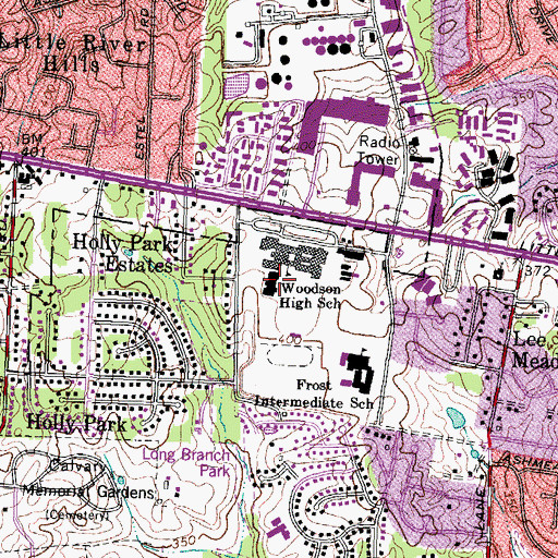 Topographic Map of Fairfax County Adult High School, VA