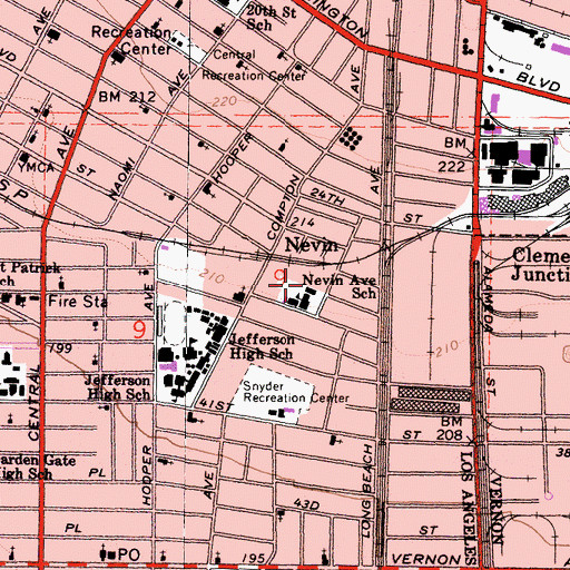 Topographic Map of Nevin Elementary School, CA