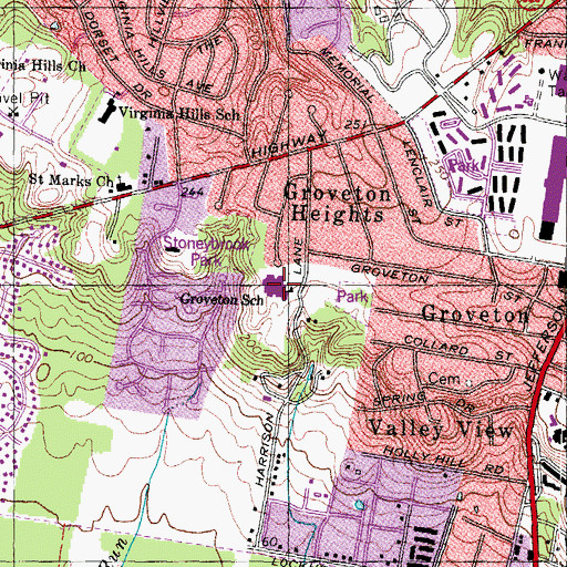 Topographic Map of Groveton Center, VA