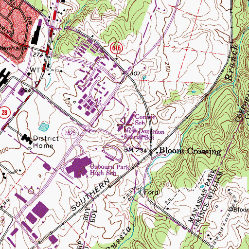 Topographic Map of New Dominion Middle School, VA