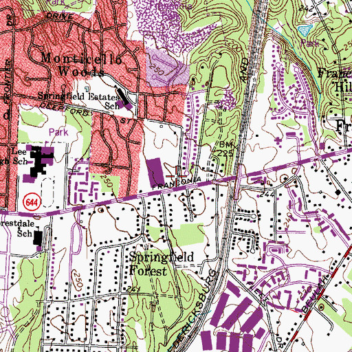 Topographic Map of Key Center School, VA