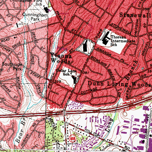 Topographic Map of Cedar Lane School, VA