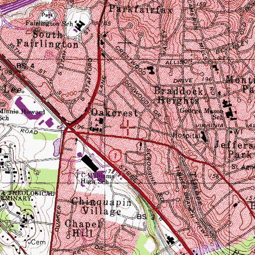 Topographic Map of Blessed Sacrament School, VA