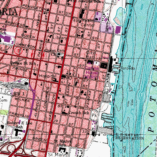 Topographic Map of Saint Paul's Nursery And Day School, VA