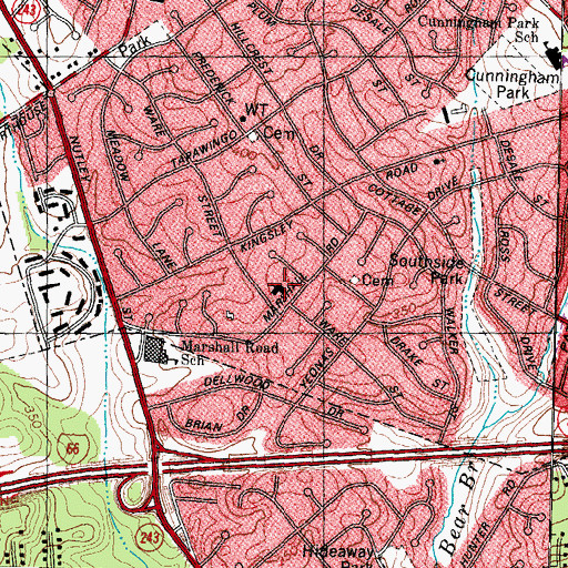 Topographic Map of Parkwood School, VA