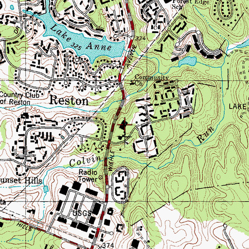 Topographic Map of Lake Anne Nursery Kindergarten, VA