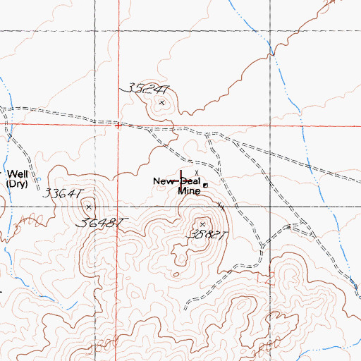 Topographic Map of New Deal Mine, CA